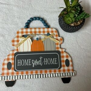 Plaid Pumpkin Home Decor Sign